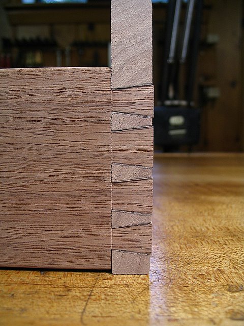 Fit of Dovetails Before Gluing and Trimming From Front